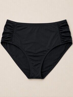 Apt. 9 Bikini Bottoms Black Women Size XXL High Waist Ruched Tummy Control Retro